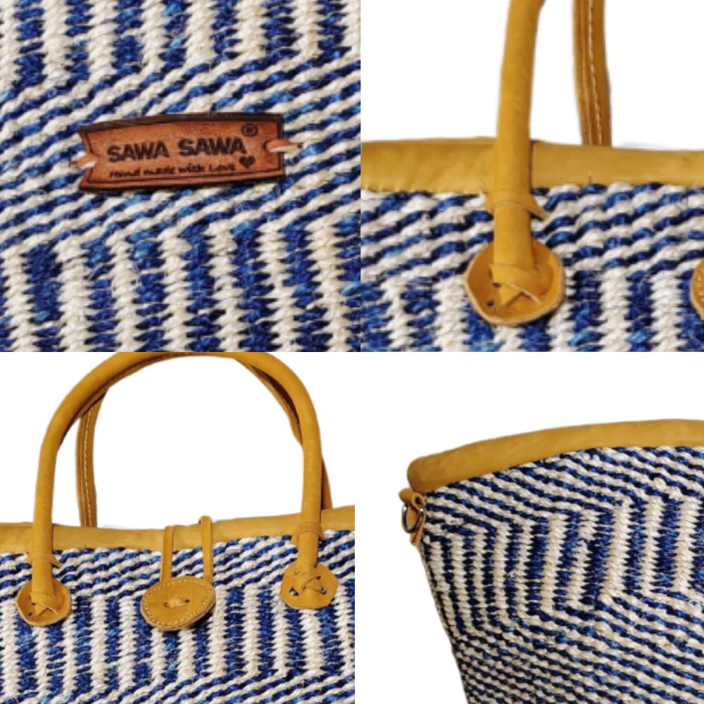 Ripples of Nourishment Handmade Sisal Straw Basket Tote Bag